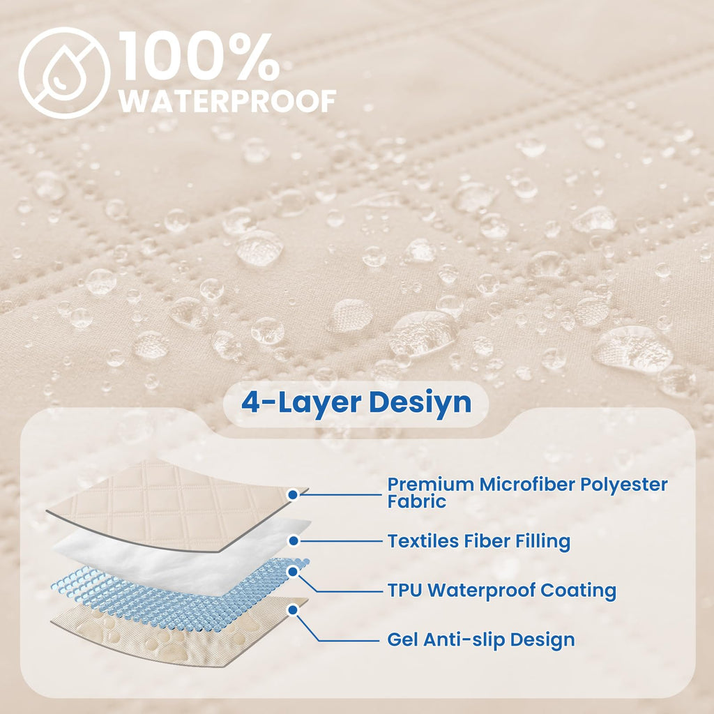 CYCMACO Waterproof Couch Covers for Pets, Waterproof Dog Bed Cover, Anti-Slip Soft Dog Blankets, Couch Cover for Dogs Washable, Pet Blanket for Puppy Large Dogs Cat (68x82 Inch, Beige)