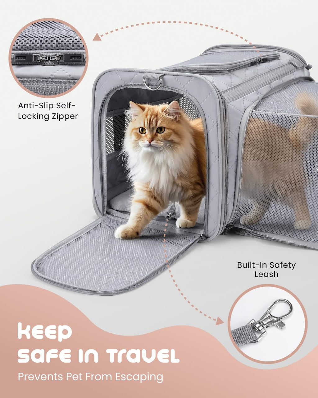 MIDOG Cat Carrier Soft for Small-Medium Cats Up to 15lbs, Airline Approved