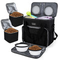 BAGLHER Dog Travel Bag, Pet Travel Bag (ALL Pet Travel Supplies), With 2 Pet Food Containers and 2 Collapsible Silicone Bowls; Essential Kits for Travel Black