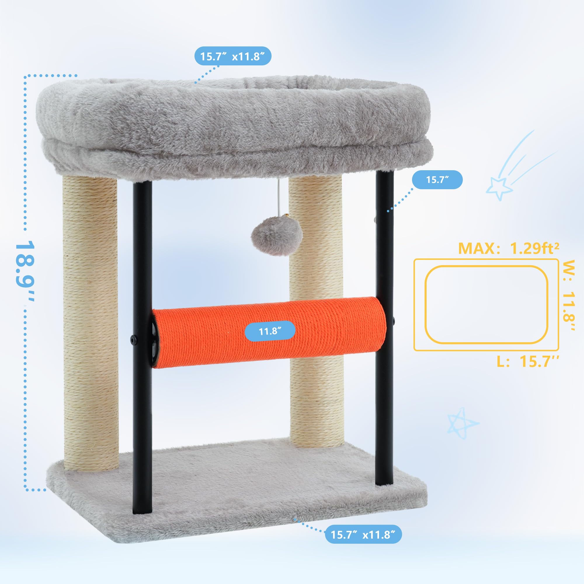Hey-brother Cat Tree, Sturdy Tower with Sisal-Wrapped Columns, MPJ010SW