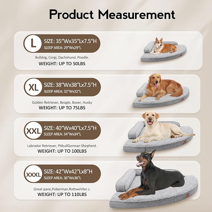 MEKIY Orthopedic Waterproof Dog Bed with Sides for Large Sizes Dogs