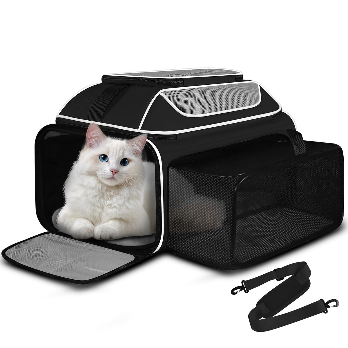 Petskd Top-Expandable Pet Carrier 19"x13"x9" Airline Approved, Blue
