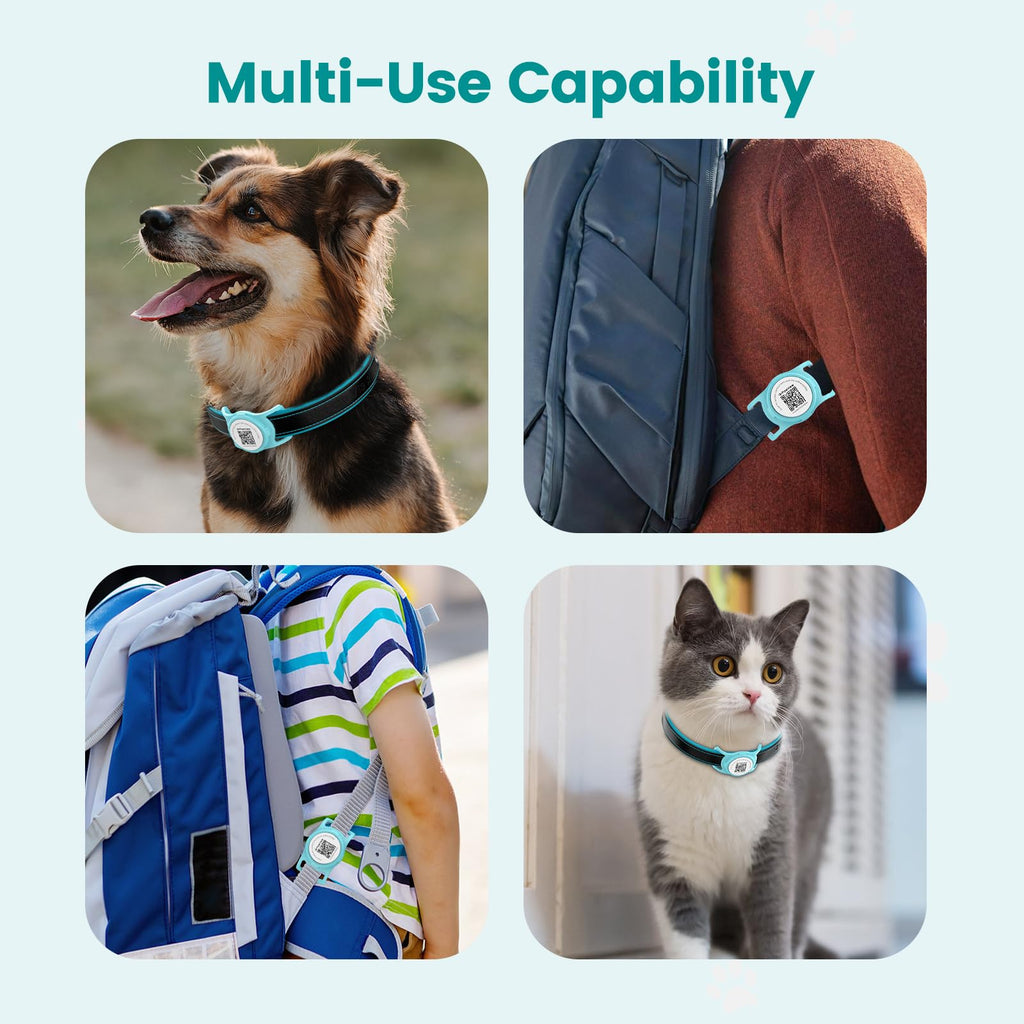 PawView Smart Pet Tracker for Collar - Dog Trackers Location for Pet with Holder, No Monthly Fee, Real-Time Tracking, iOS Only, Emergency Contact, Long-Lasting, Anti-Lost Tracker for Cats, Bag Straps