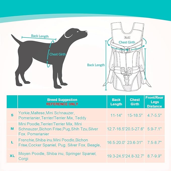 Dog Carrier Backpacks, Adjustable Dog Backpack Carrier, Legs Out Easy-fit Dog Chest Carrier for Medium Small Dogs, Hands Free Dog Front Carrier for Hiking, Cycling（Green L）