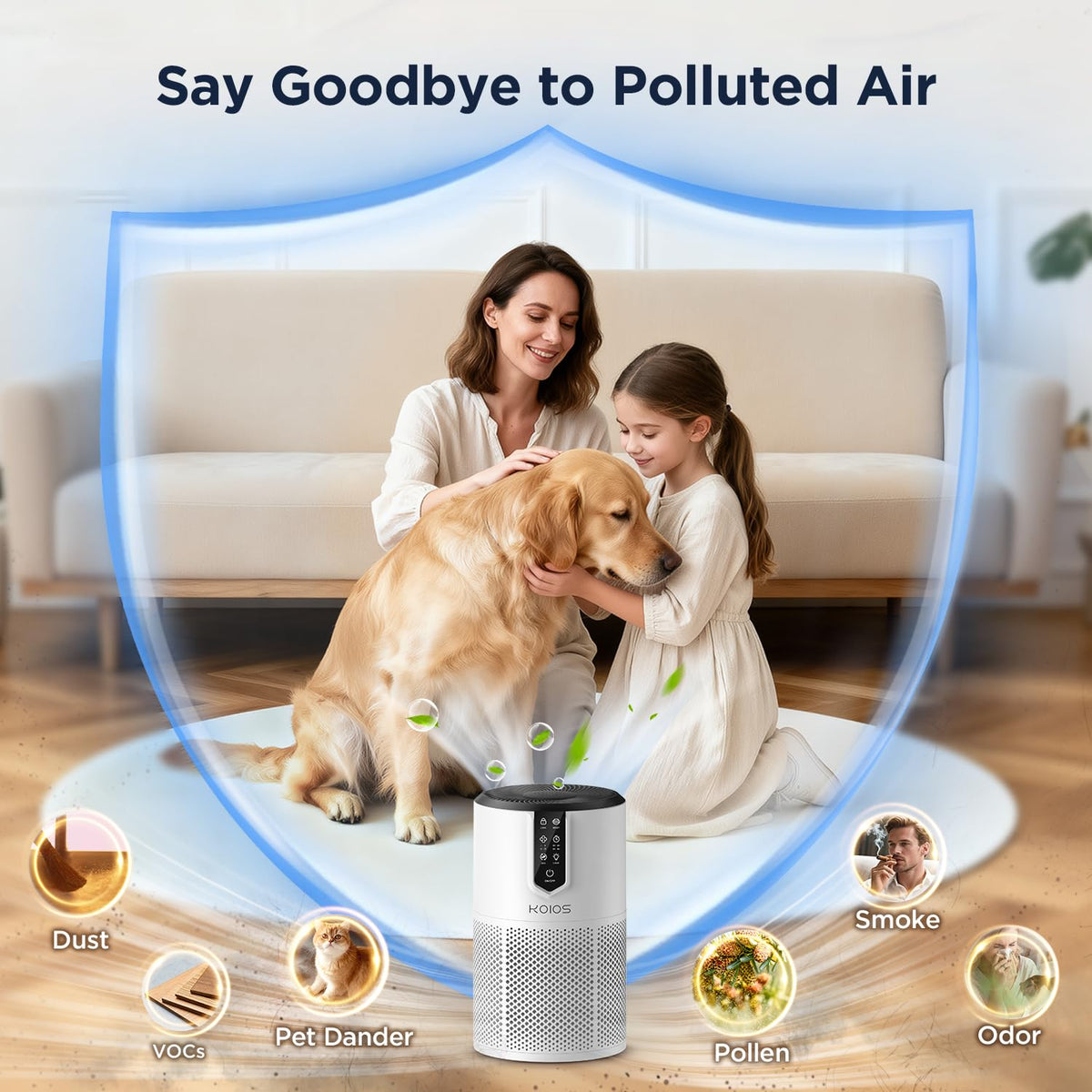 KOIOS Air Purifiers for Bedroom, 1300Ft², H13 HEPA Air Purifiers for Home