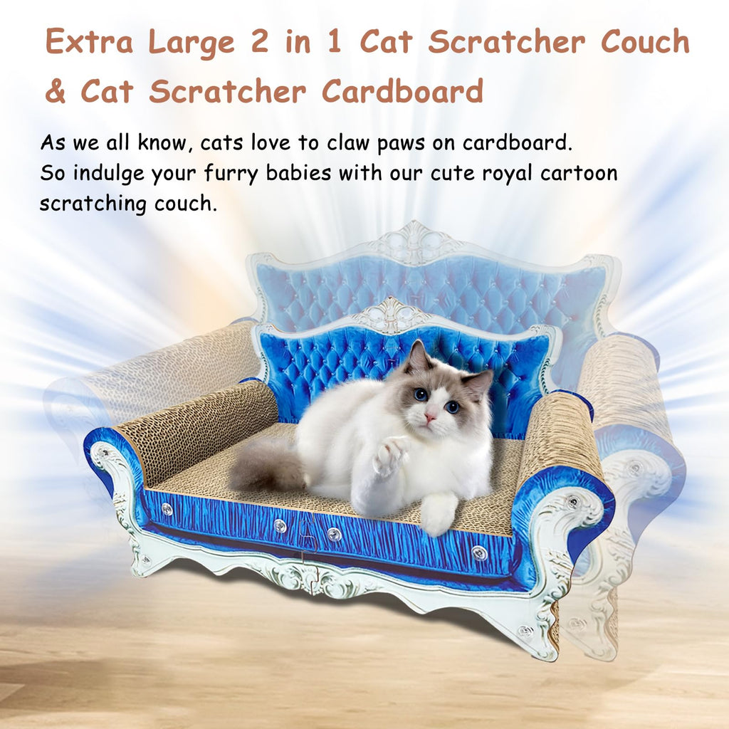 INRLKIT Luxury Cardboard Cat Scratcher Sofa Bed, Couch Shaped Cat Scratching Board, Scratch Lounge with Catnip, Scratcher for Indoor Cats Kittens Kitties
