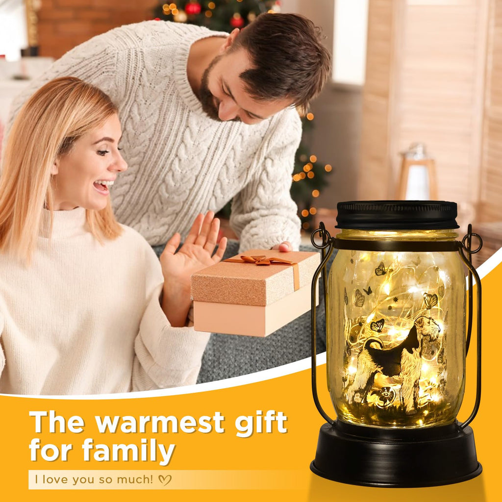 kyoryuger Terrier Dog Gifts for Women/Men, Pet Solar Lanterns Terrier Dog Lovers Lantern Pet Loss Dog Memorial Lights Solar Garden Decoration for Yard,Patio,Backyard,Torches Light