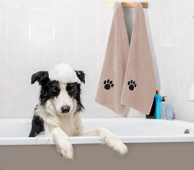 3 Pack Microfiber Dog Towels for Drying Dogs, Super Absorbent and Soft Pet Grooming Towel, 40 Inch X 23.6 Inch, Perfect Dog Drying Towels for Large, Medium or Small Dogs, Camel