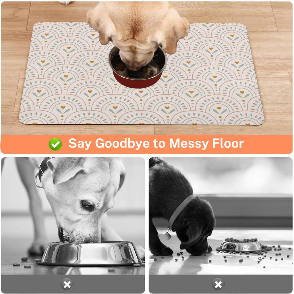 Absorbent Pet Dog Bowl Mat for Food and Water, Pet Cat Food Feeding Mat with Non Slip Rubber Backing, Dog Food Mats for Floors Waterproof, 16"x24"
