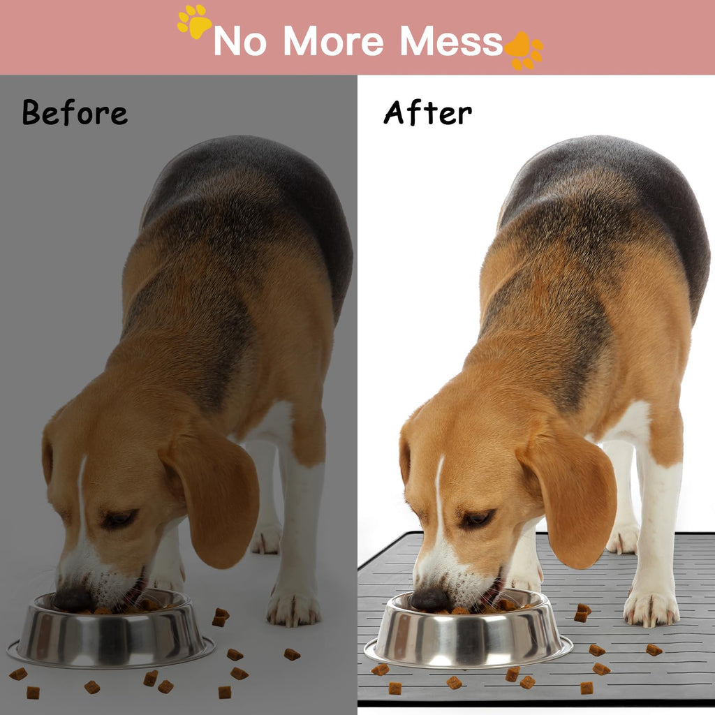 Largest Dog Food Mat, 39.5"x29.5" Silicone Dog and Cat Mat for Food and Water Bowls, Thinken Waterproof Non-Slip XXXL Pet Feeding Mat for Floors (Grayish Green)