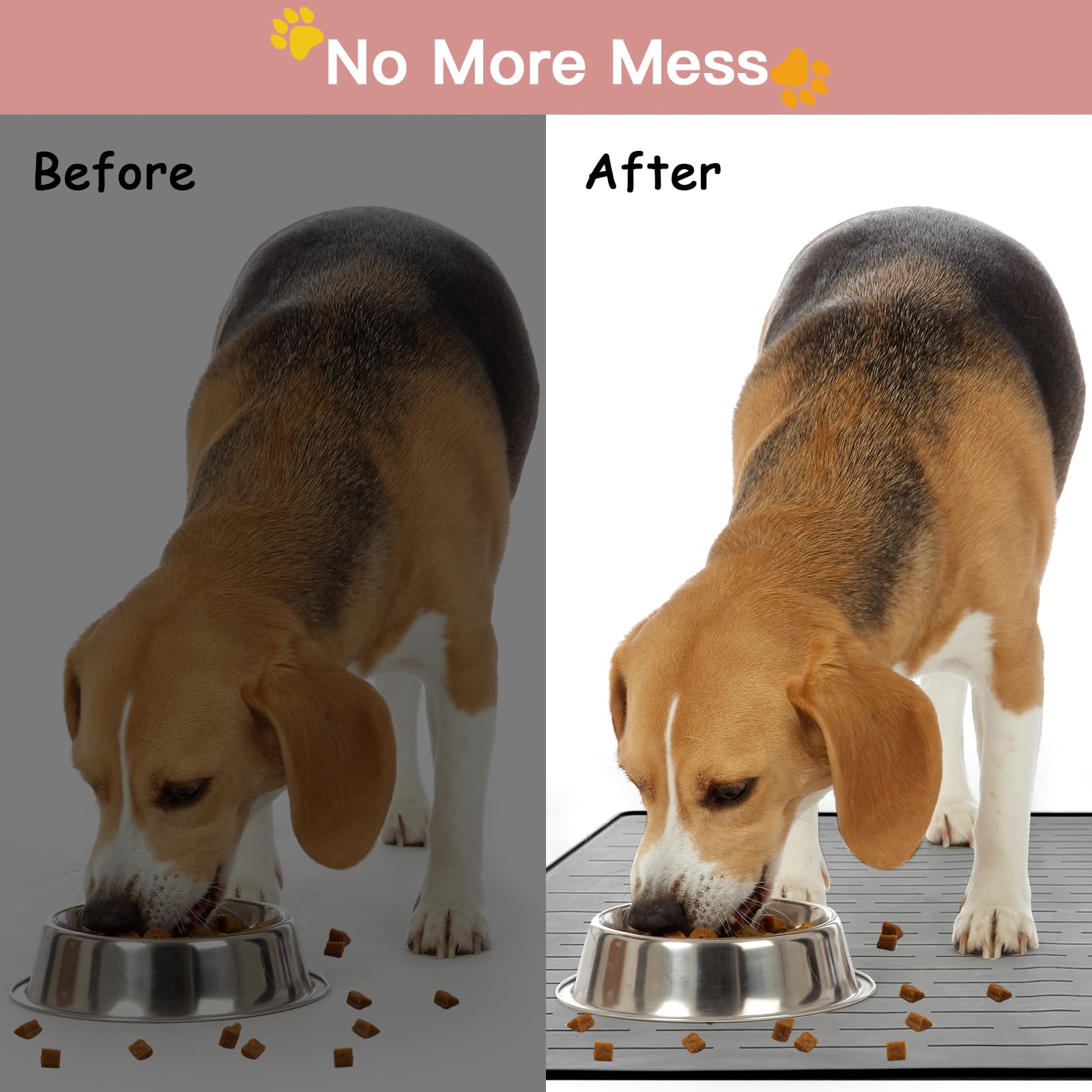 Largest Dog Food Mat, 39.5"x29.5" Silicone Dog and Cat Mat for Food and Water Bowls, Thinken Waterproof Non-Slip XXXL Pet Feeding Mat for Floors (Grayish Green)