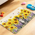 Dog Food Mat for Pet Cat Food Mat, Sunflower Absorbent Quick Dry Dog Bowl Mats for Food and Water, Non-Slip Cat Pet Feeding Mats for Floor Placemats 12"x20"