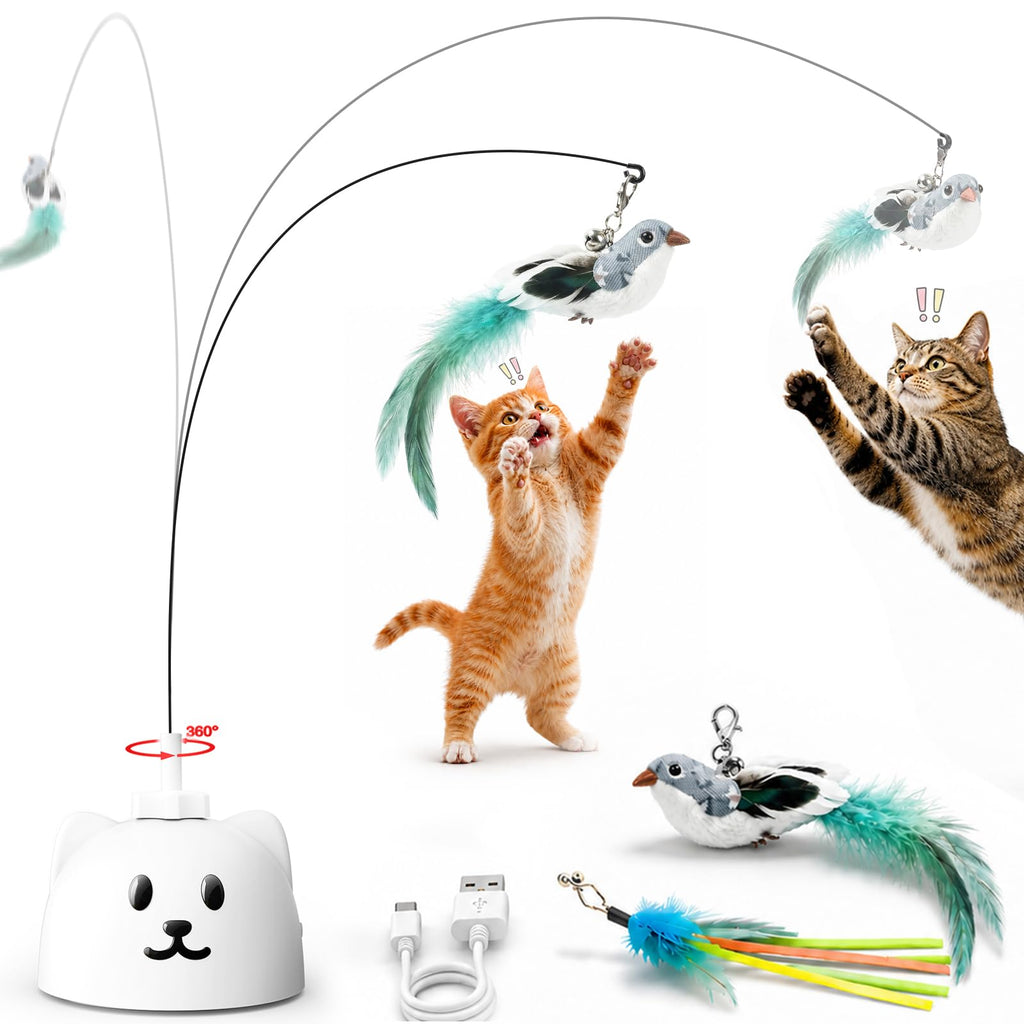 CATPICK Automatic Interactive Cat Toy, Flying Bird Wand for Indoor Cats
