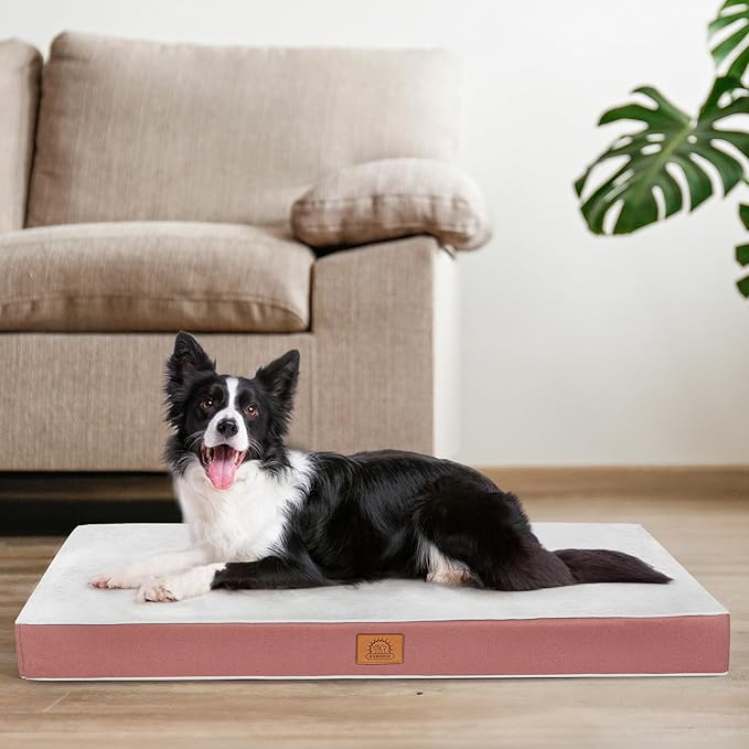 Sunheir Washable Orthopedic Large Dog Bed, Big Waterproof Dog Crate Bed 36"