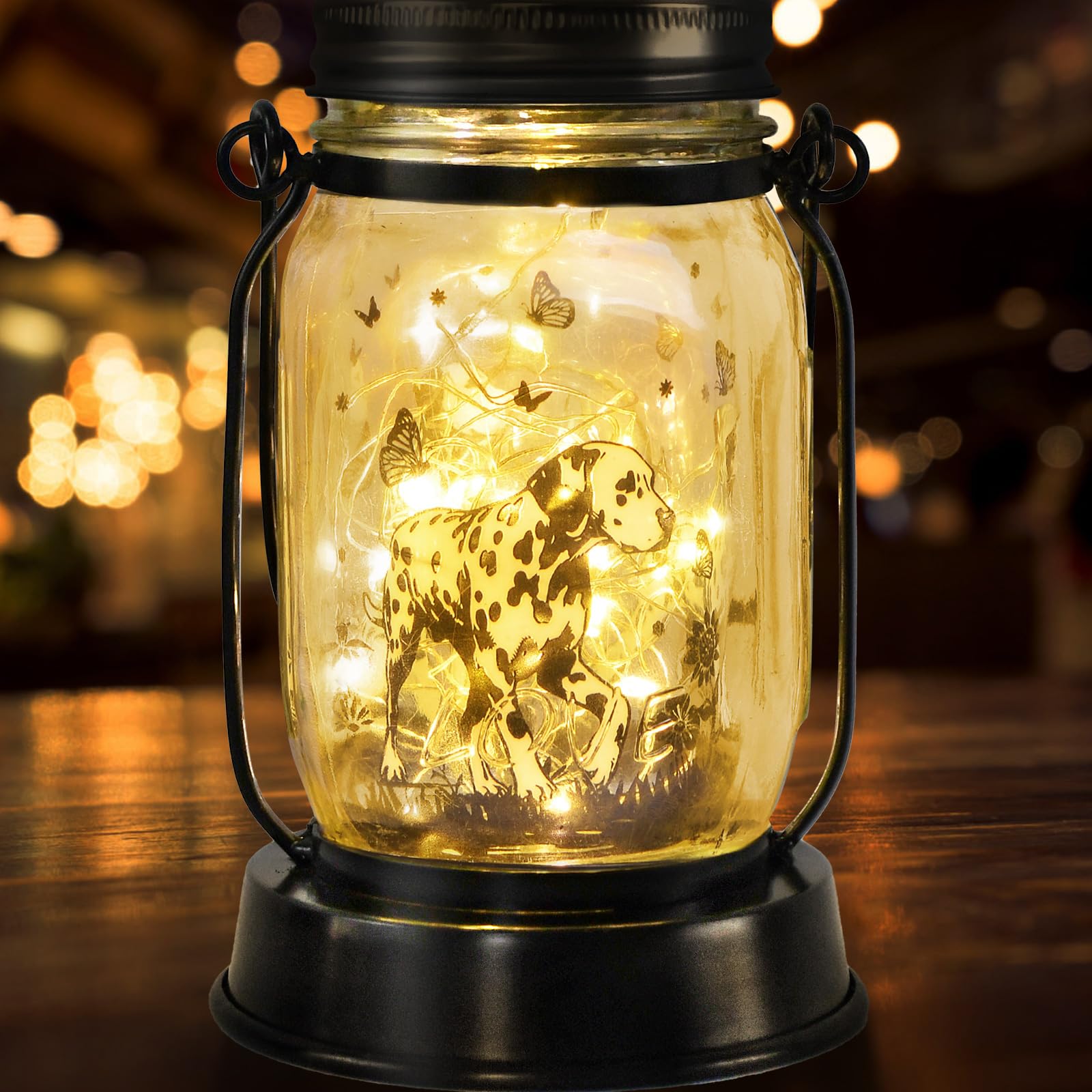 kyoryuger Dalmatian Gifts for Women/Men Dalmatian Solar Lanterns Mom Birthday Spotted Dog Lovers Lantern Pet Loss Firehouse Dog Memorial Lights Solar Garden Decor Yard, Patio,Backyard,Porch Torches