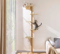 Wild Simulation Cat Tree for Kittens, 5-Level Floor to Ceiling Cat Wall Shelves with Sisal Mat Platforms, Rotating Wall-Mounted Climbing Tower for Scratch, Lookout & Perch