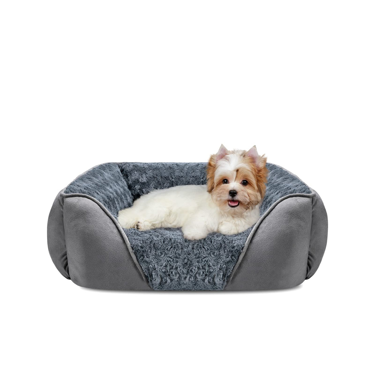 INVENHO Large Rectangle Orthopedic Dog Bed for Medium Small Dogs, Washable Soft Calming Puppy Sleeping Cuddler With Anti-Slip Bottom L(30"x24"x9")