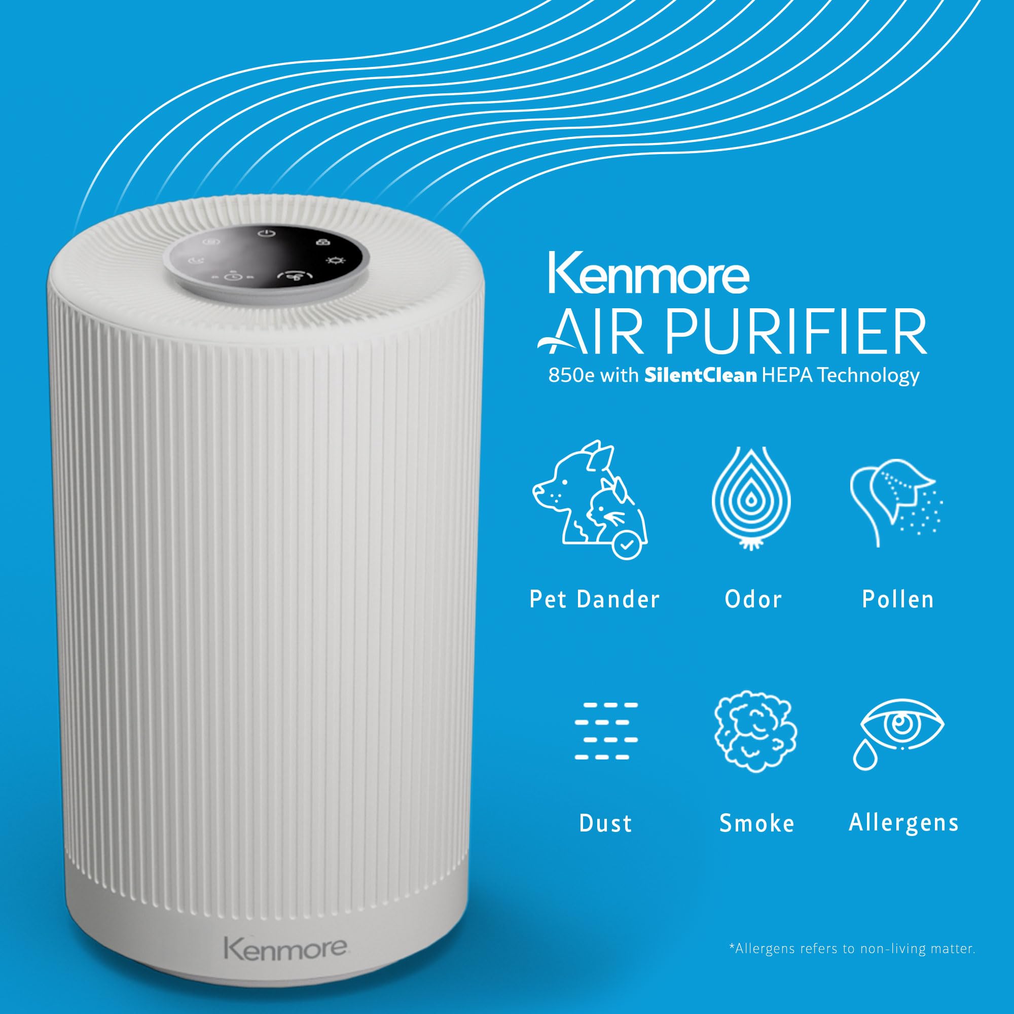 Kenmore Air Purifier with H13 True HEPA Filter, Covers Up to 850 Sq.Foot