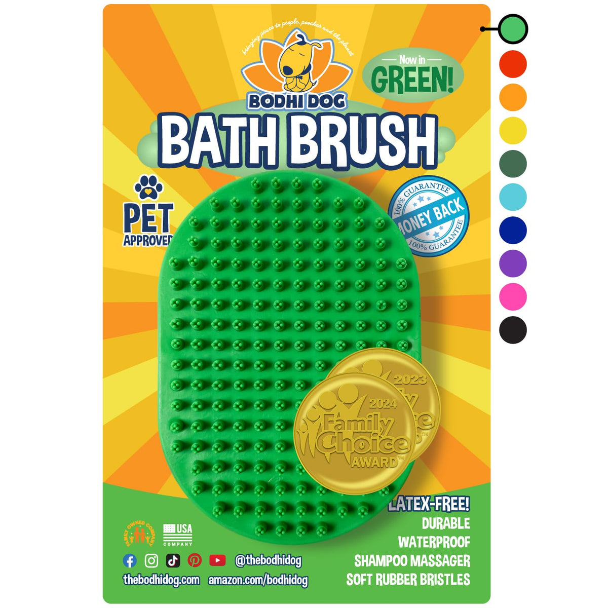 Bodhi Dog Shampoo Brush - Pet Grooming & Bath Supplies for Dogs and Cats - Bath Brush for Long & Short Hair - Premium Scrubber for Shower, Showerhead, Sprayer & Bathing (One Pack, Purple)