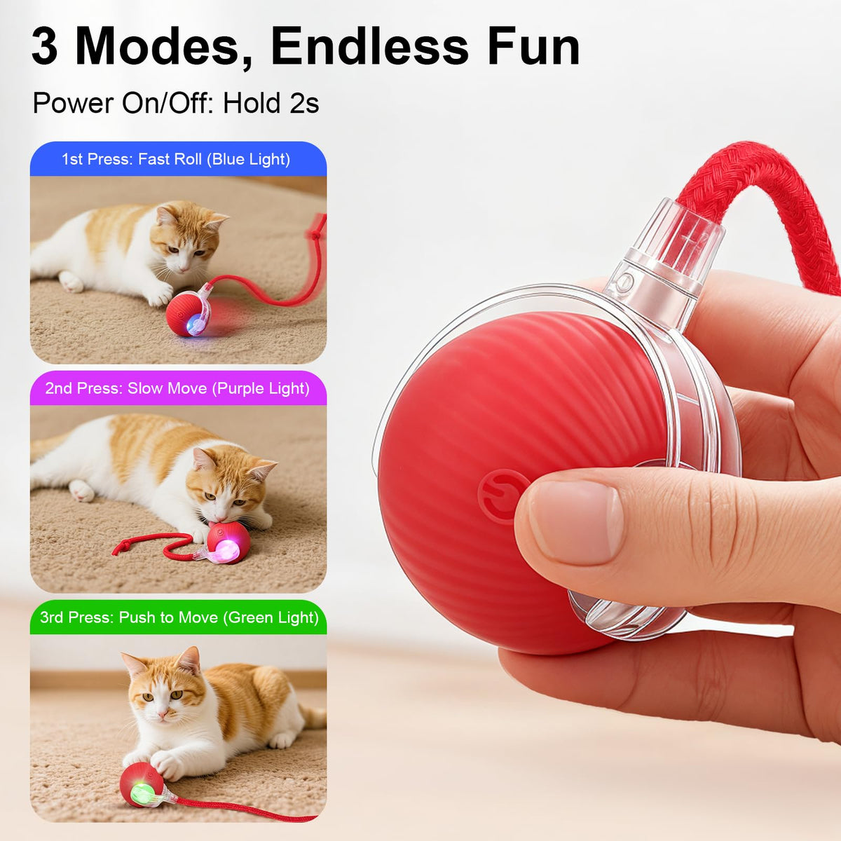 Interactive Automatic Rolling Electronic Stimulation Chase Ball Cat Dog Toy