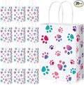 Blulu 20 Pcs Puppy Dog Paw Gift Bags with Twist Handles, Dog Gift Paper Paw Treat Goodie Bags for PET Treat Party Favor, 6.3 x 3.1 x 8.6 Inch(Pink,Purple)
