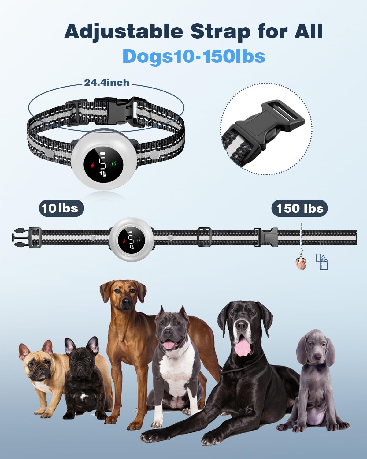 2-in-1 Dog Shock Collar & Dog Bark Collar - Smart Anti Barking Dog Training Collar with 5 Adjustable Sensitivity & 3300FT Remote for All Breeds IP67 Waterproof Rechargeable E-Collar (White)