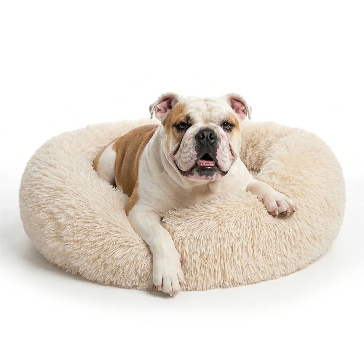 nononfish Round Calming Dog Bed,Plush Donut Pet Bed for Small Dogs