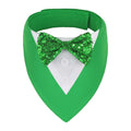 ADOGGYGO St.Patrick's Day Dog Tuxedo Bandana, Green Pet Tux Collar with Bowtie Adjustable St Patricks Costume for Medium Large Dogs Pets (L)