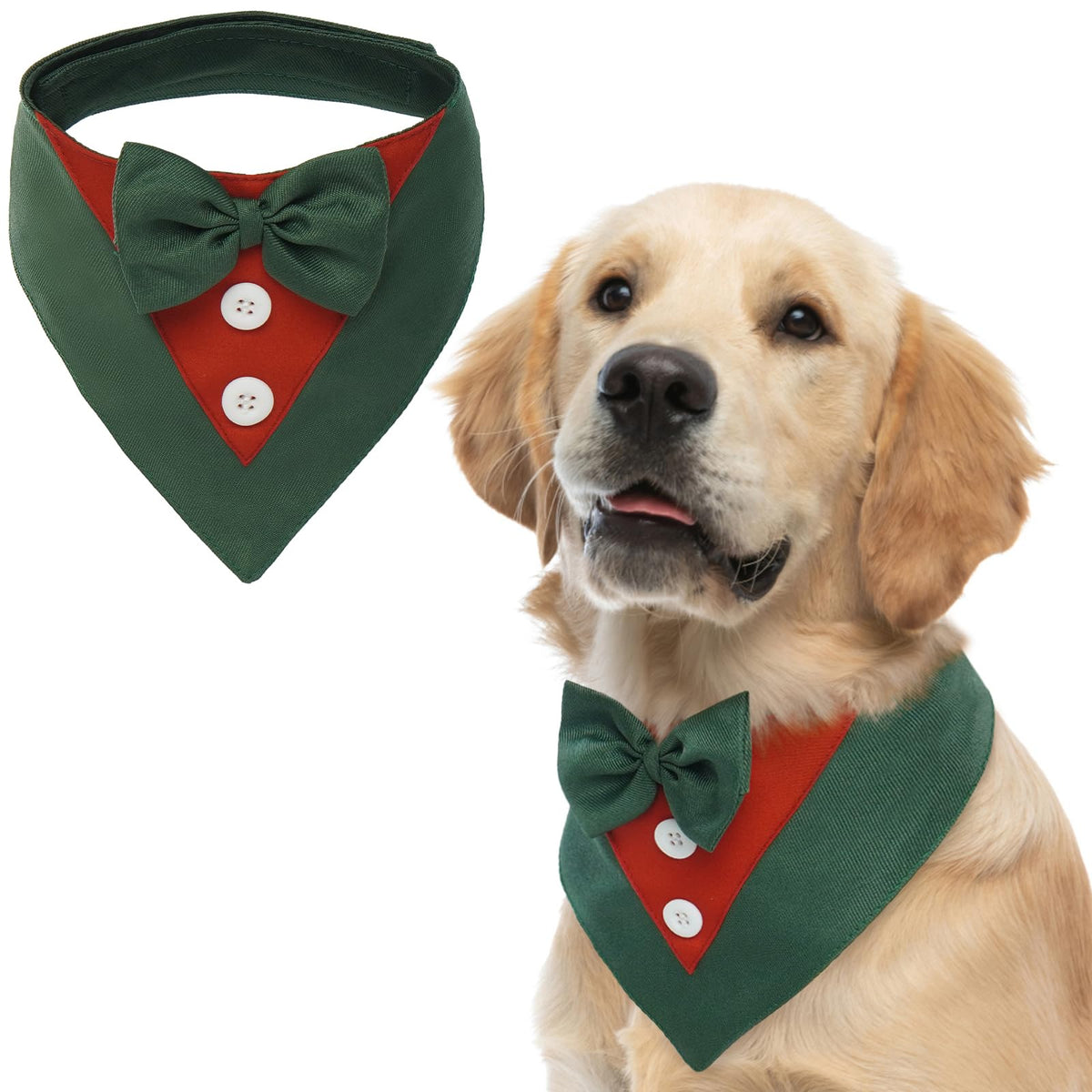 FUAMEY Dog Tuxedo for Large Dogs Suit Bandana Wedding Outfit Bow Tie Collar