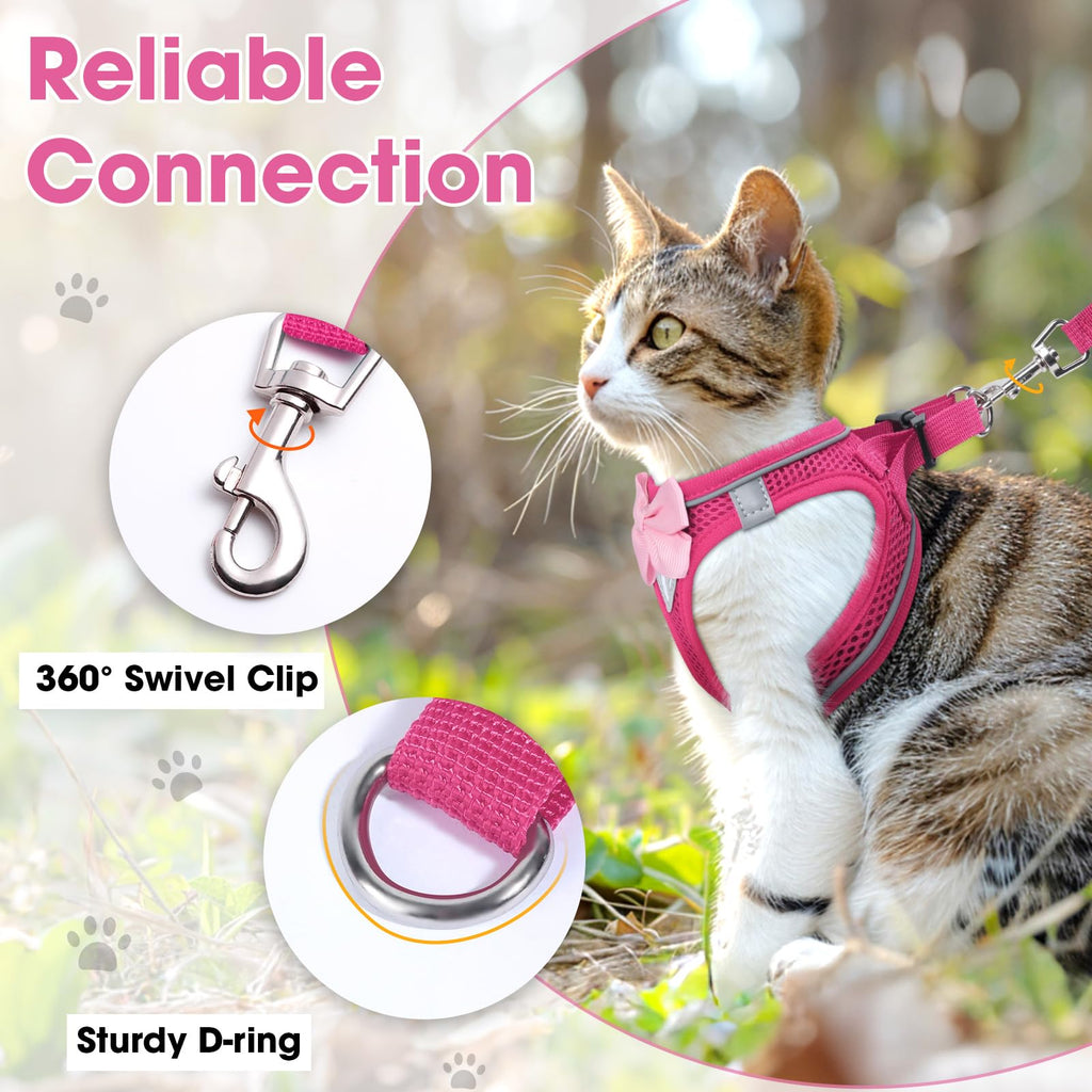 NCMAMA Cat Vest Harness and Leash Set, Escape Proof Kitten Harness Pink XS
