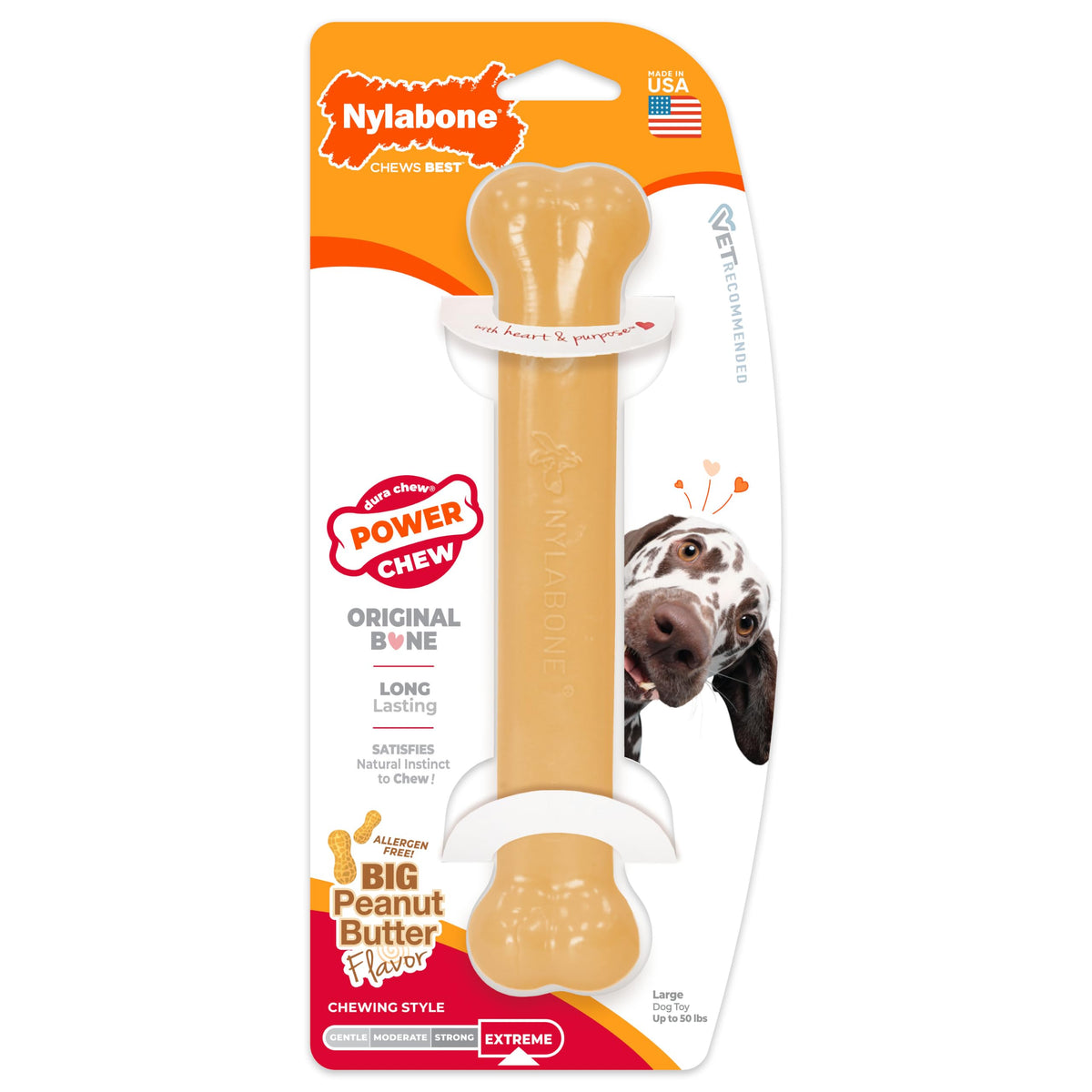 Nylabone Power Chew Textured Knuckle Bone Dog Toy, Bacon Flavor, X-Large