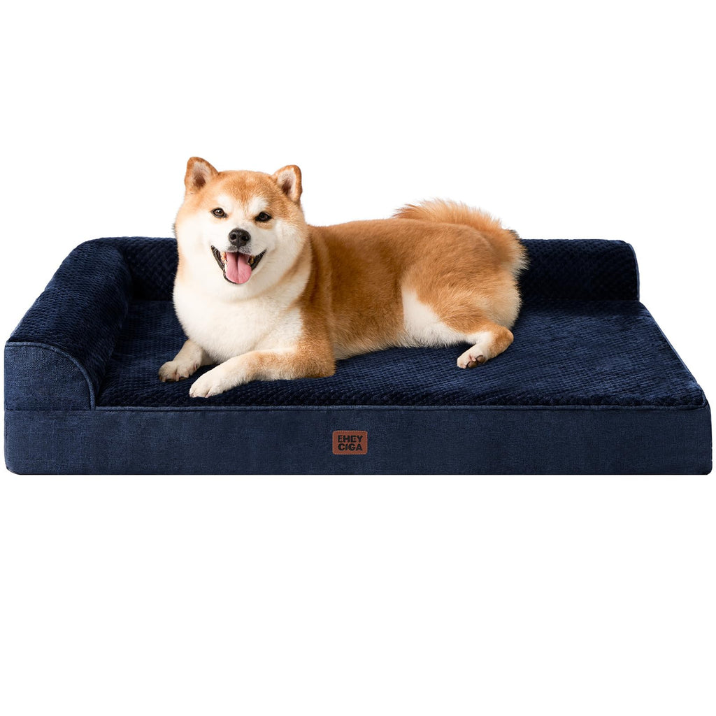 EHEYCIGA Orthopedic Dog Bed Medium Size, Memory Foam Dog Bed, Navy Blue