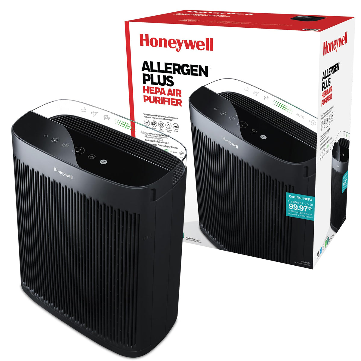 Honeywell HEPA Air Purifier for Home and Small-Medium 938 Ft² Rooms, White