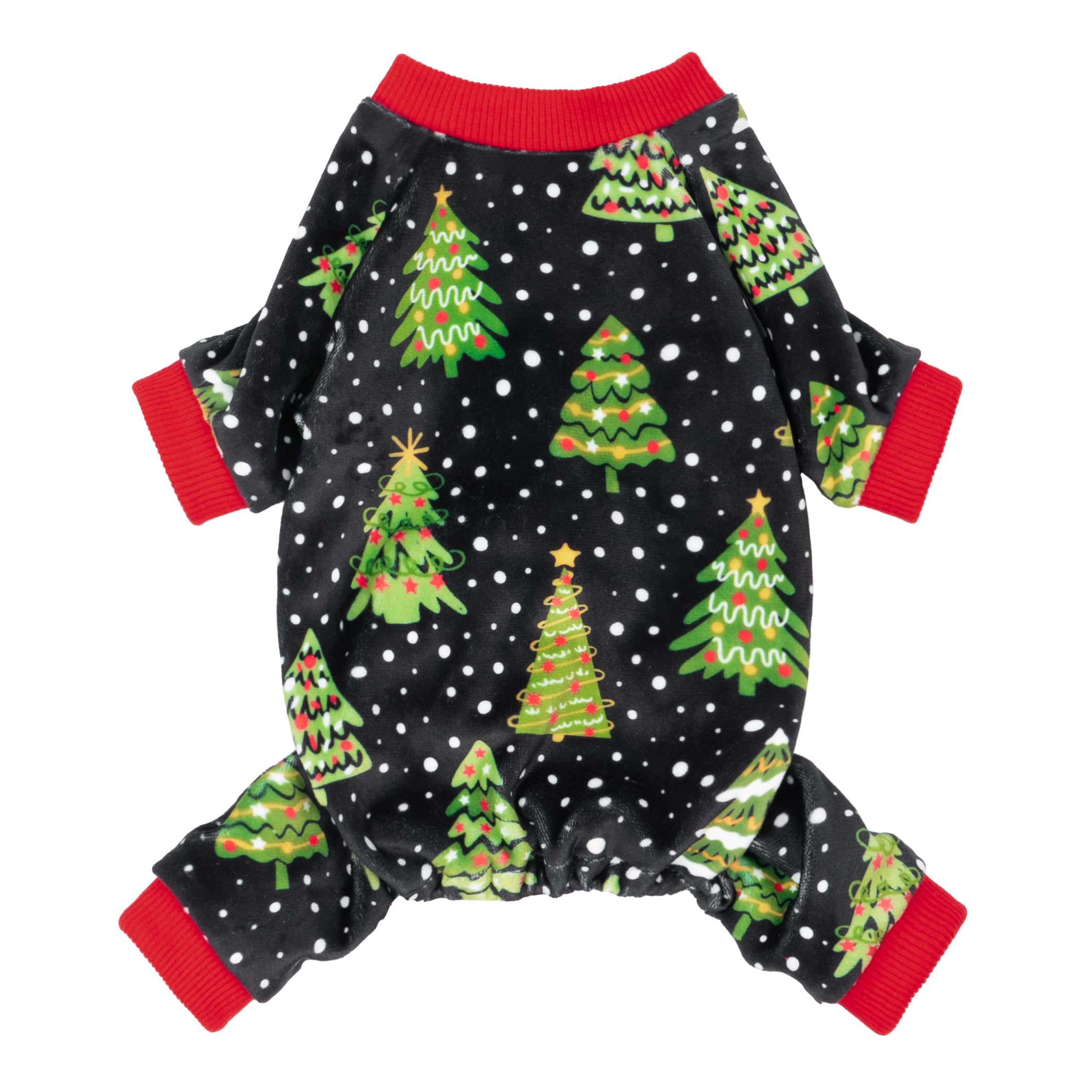 Fitwarm Christmas Tree Dog Pajamas, Christmas Clothes for Small Dogs Boy Girl, Holiday Pet Outfit, Black, Red, Green, Yellow, XXL
