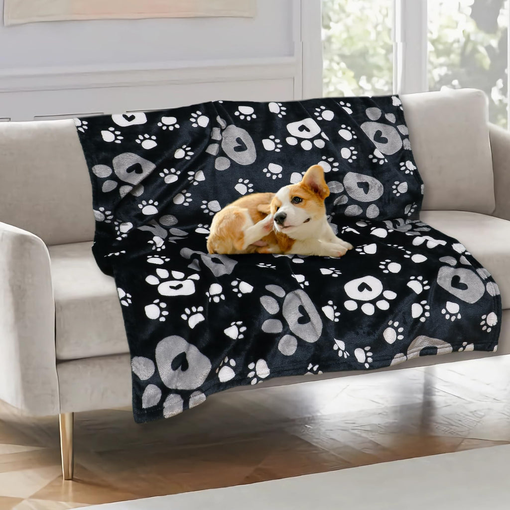 Gowyeg Dog Blanket for Small Medium Dogs 41"x31", Soft Reversible Cute Paw