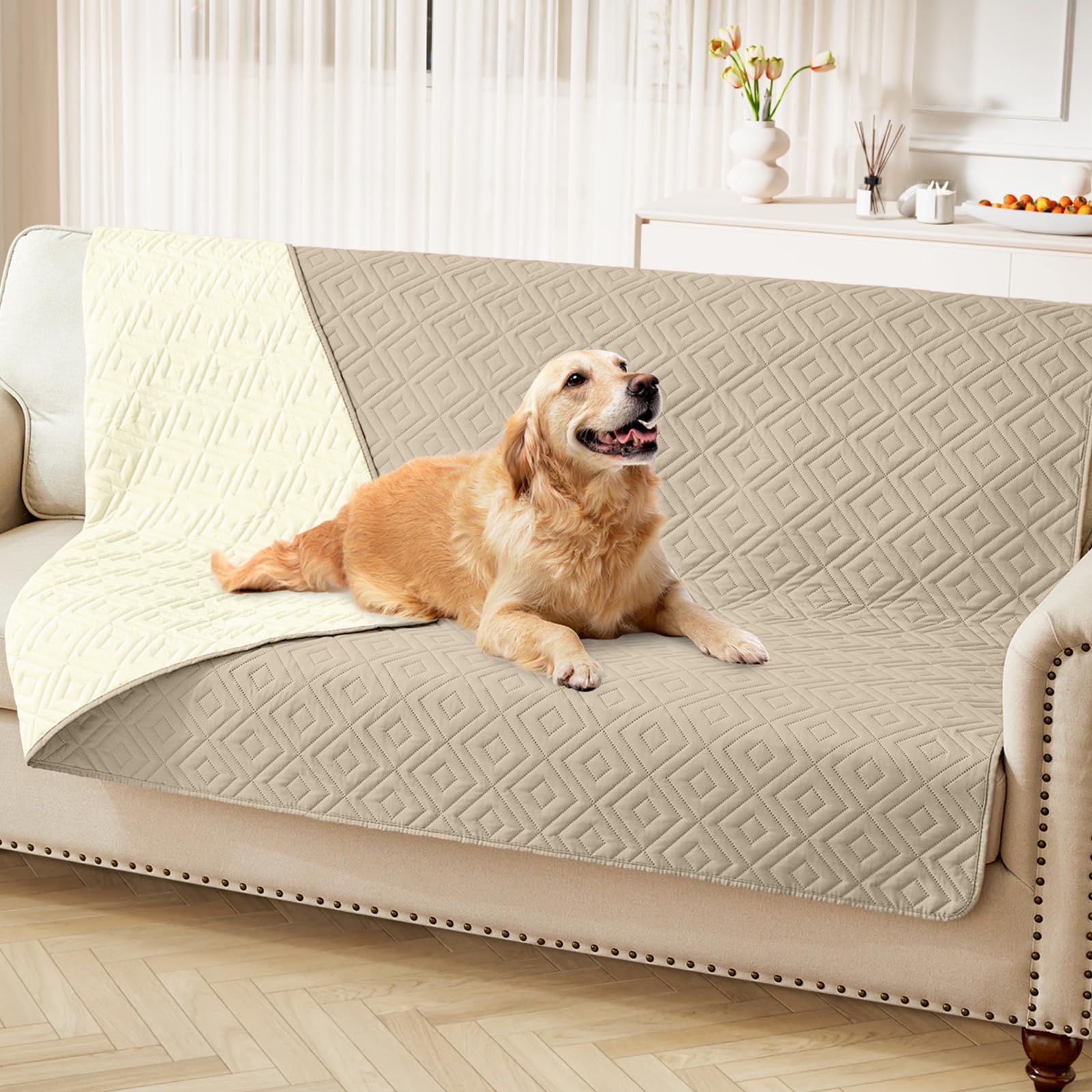 hyha Waterproof Reversible Dog Blanket, Pet Blanket for Sofa Couch