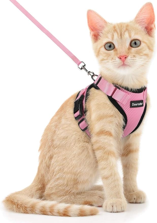 Dooradar Cat Harness and Leash Set, Adjustable and Escape Proof, Xs