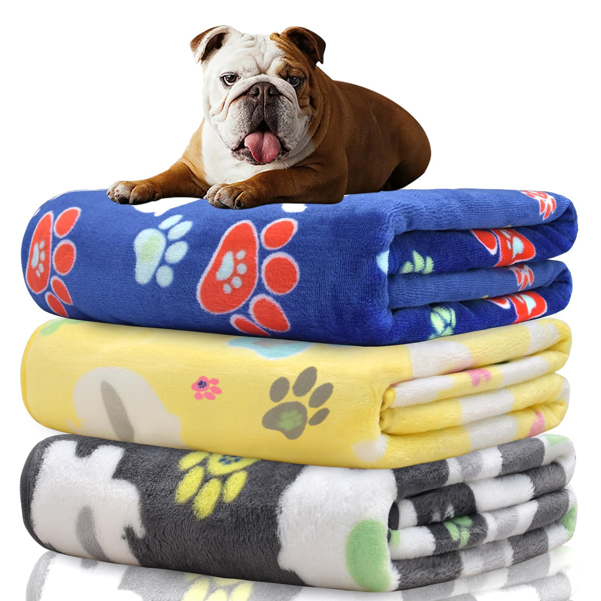 Rezutan 3 Pack Premium Soft Dog Blanket for Medium Dogs Puppy & Cat