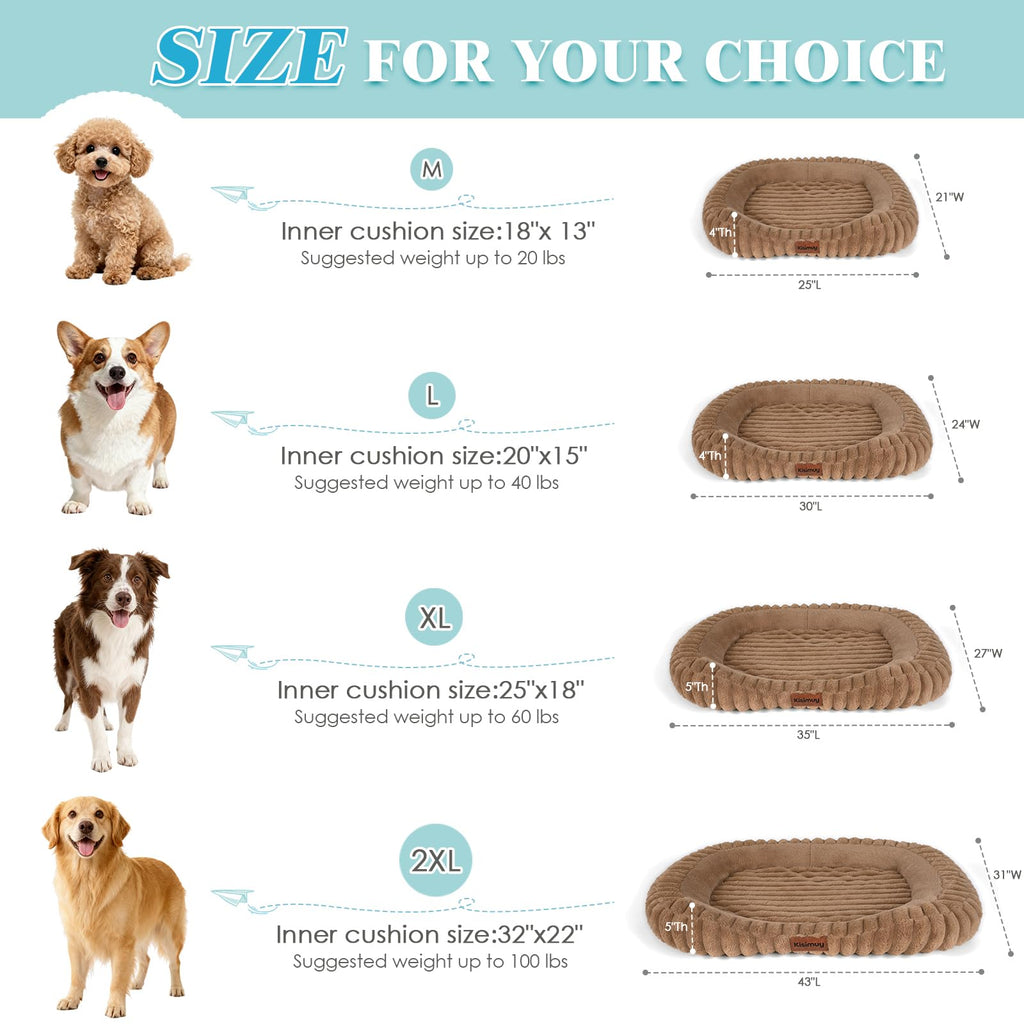 KISIMUY Orthopedic Dog Bed, Washable Soft Furry Pet Bed & Anti-Slip Bottom