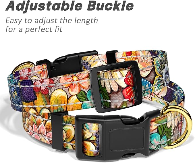 TMOODEL Reflective Dog Collar for Extra Small Dogs, Cute Boho Adjustable Heavy-Duty Nylon Puppy Collar for Boy and Girl Female, Soft Pet Accessories with Quick Release Buckle, Colorful Mandala