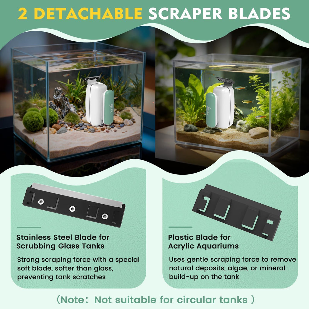 AQQA Magnetic Aquarium Glass Cleaner L,Floating Fish Tank Algae Scraper