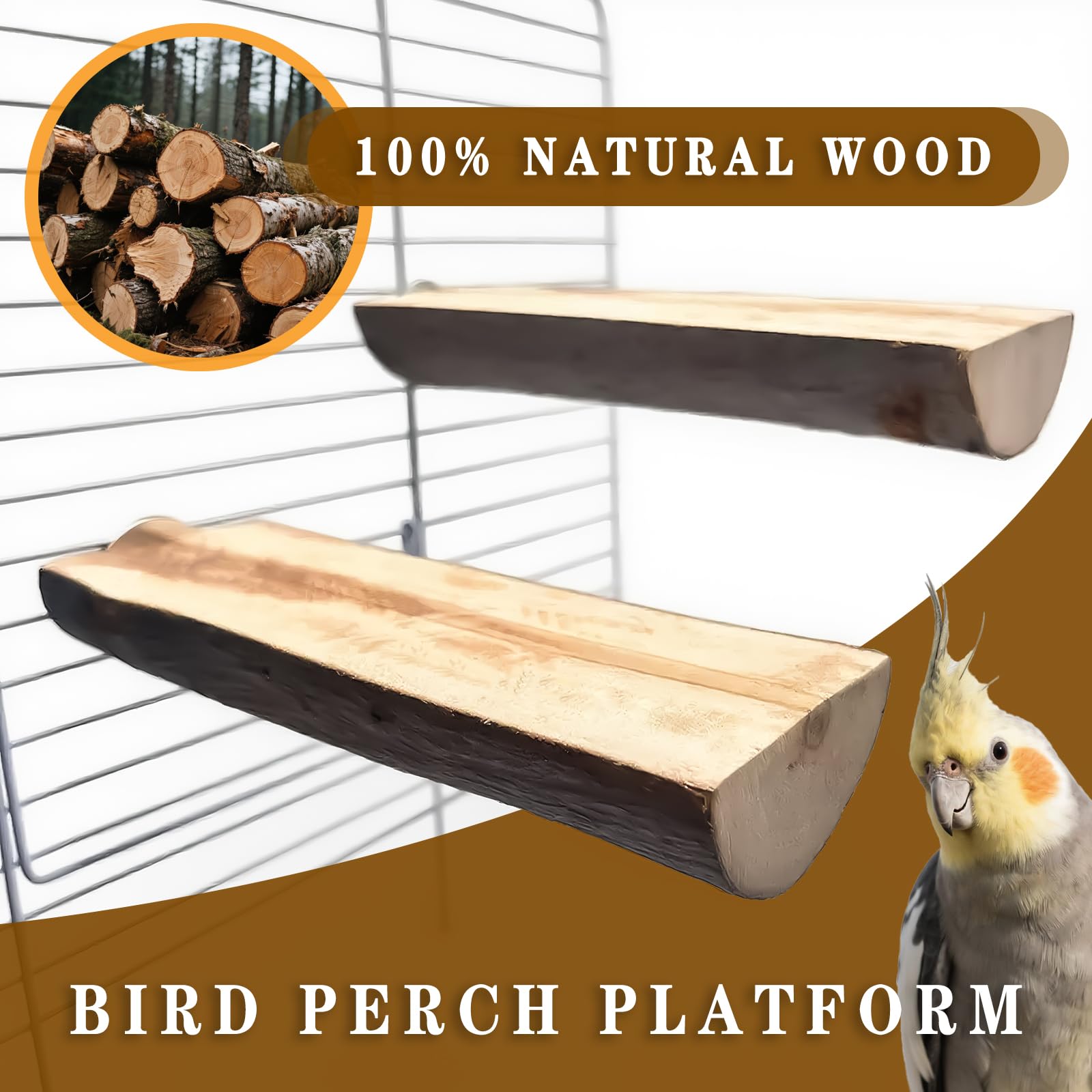 5Pcs Natural Wooden Bird Perch Set – Parrot Perch Toys, Bird Cage Perches, Cage Accessories for Budgies, Cockatiels, Lovebirds, Finches, and Other Small to Medium Birds