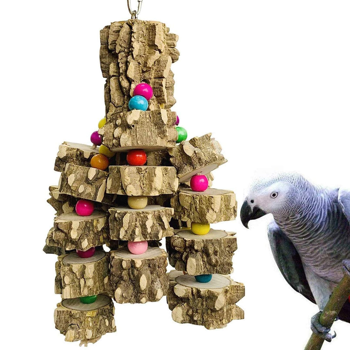 PINVNBY Macaw Toys, Extra Large Parrot Toys, Natural Wood Bird Chewing Toys for Large Birds Parrots African Grey Macaws Cockatoos Parkeets Eclectus Parrots