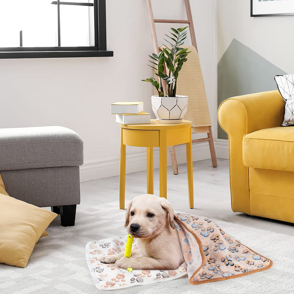 Dono 1 Pack 3 Dog Blankets for Small Dogs, Soft Fluffy Paw Print Pattern Fleece Pet Blanket Warm Sleep Mat, Puppy Kitten Blanket Doggy Mat for Dog Cat Kitten Doggy