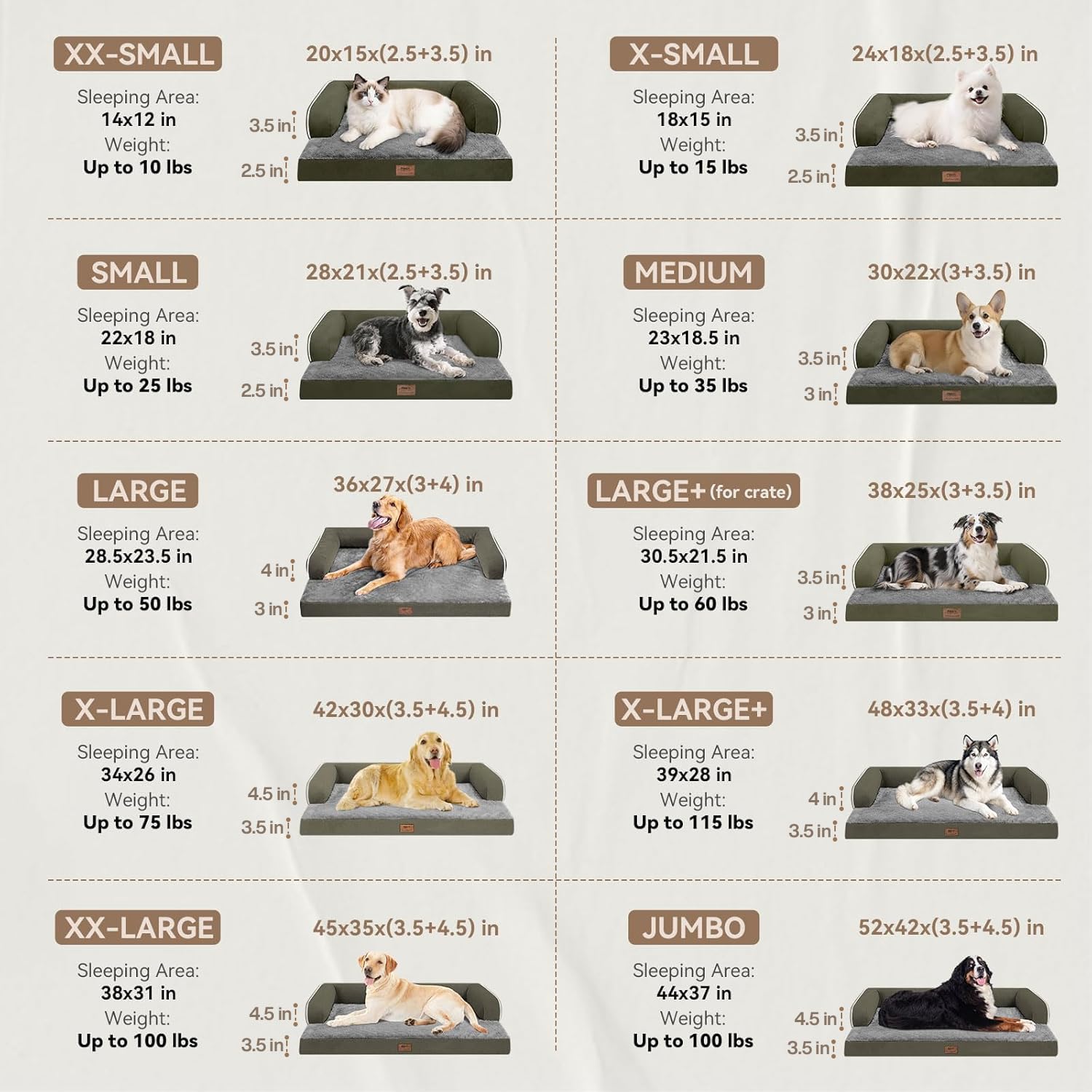 MEKIY Orthopedic Dog Sofa Bed with Bolster for Small Dogs Cats