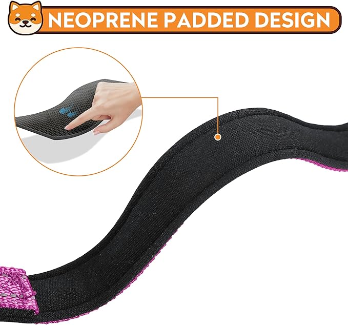 PWOD Reflective Dog Collar, Adjustable Soft Neoprene Padded Nylon Pet Collars with Buckle for Medium Dogs, Rose Red,M