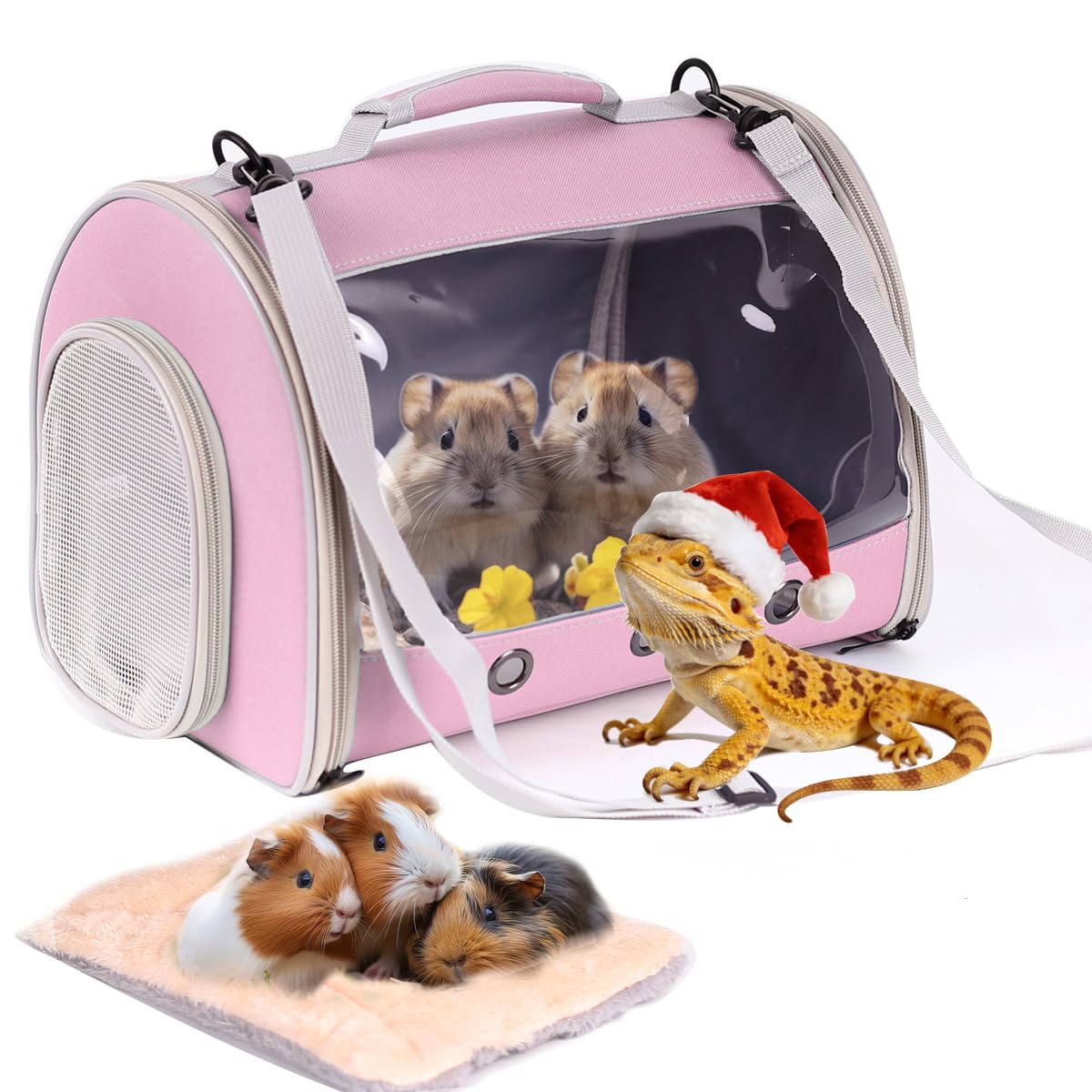 Lizard Travel Carrier Backpack,Guinea Pig Backpack Carrier,Space Capsule Clear Bubble Window Astronaut Reptile Carrier Backpack for Bearded Dragon,Hamster,Sugar Glider,Bunny