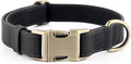 Plutus Pet Genuine Leather Dog Collar – Adjustable Pet Collar with Quick Release Metal Buckle, Soft Real Leather for Small Medium Large Dogs, Heavy Duty & Skin-Friendly (Black, L)