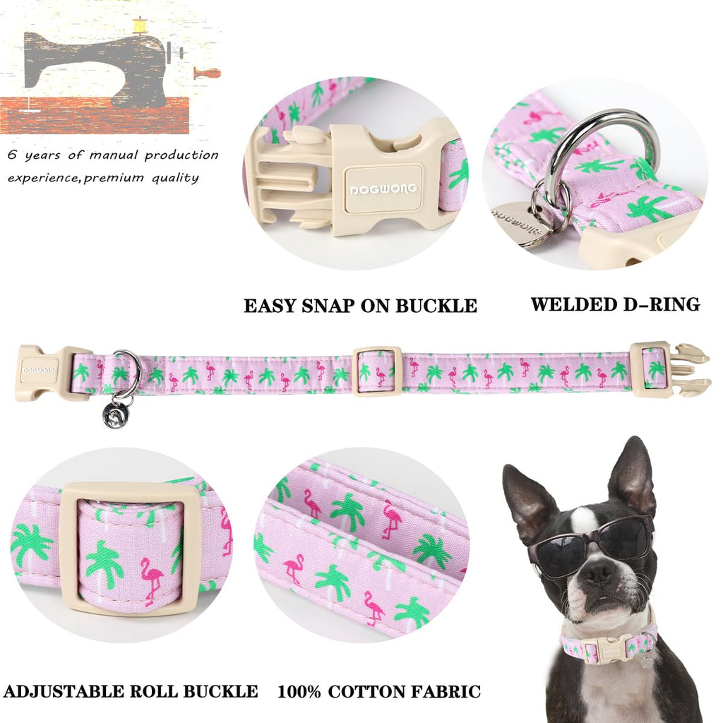 DOGWONG Cotton Dog Collar - Soft Natural Fabric, Spring/Summer Wedding Puppy Necklace for Small to Large Dogs