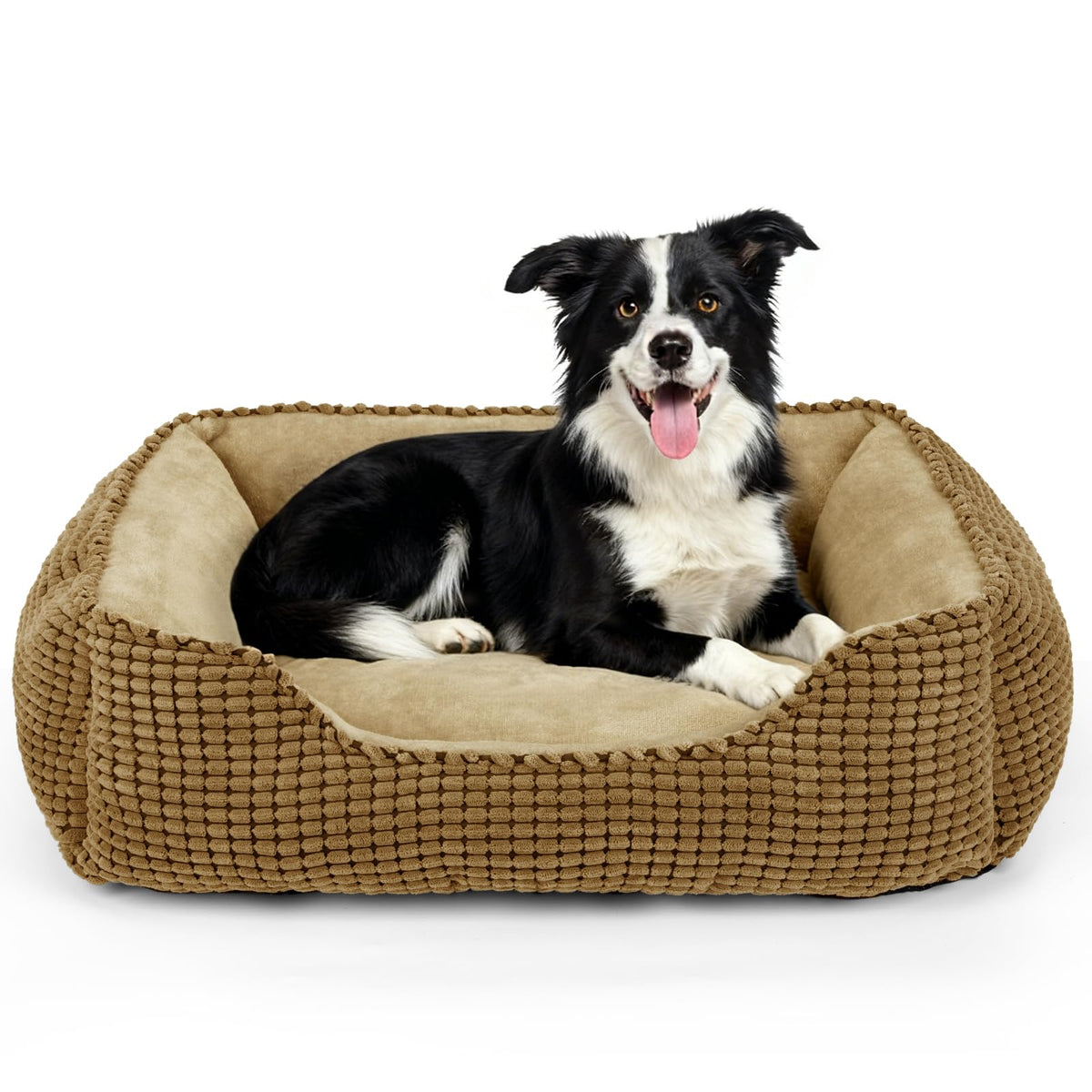 MIXJOY Dog Bed for Large Medium Small Dogs, Rectangle Washable Sleeping Puppy Bed, Soft Calming Cat Beds for Indoor Cats, Orthopedic Pet Sofa Bed, Anti-Slip Bottom with Multiple Size (25'', Grey)